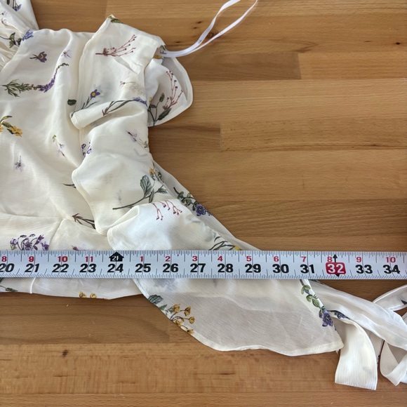 Lulus Perfect Posy Cream Floral One Shoulder Tiered Ruffle Mini Dress Small - Picture 9 of 10